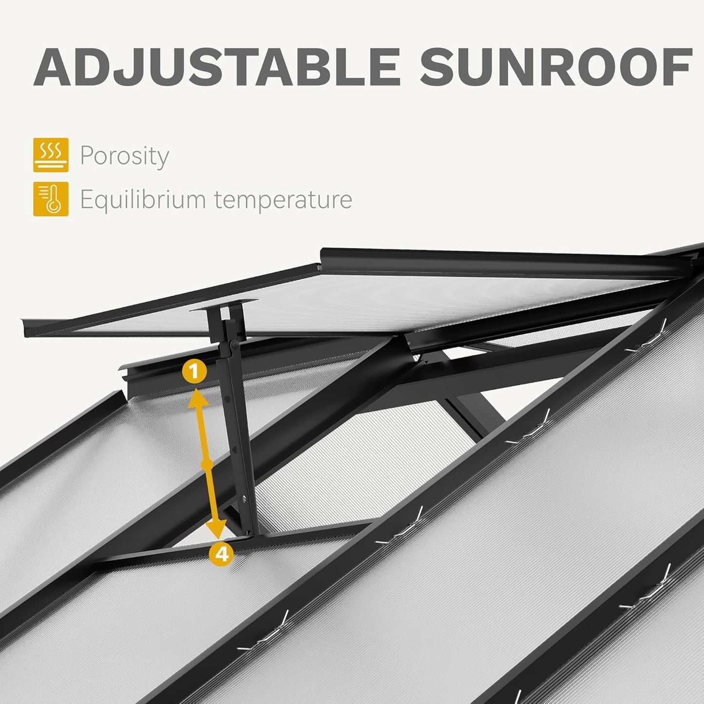 DWVO 8x12FT Polycarbonate Greenhouse for Outdoors, Large Heavy Duty Aluminum Greenhouses with Sliding Doors and Vent Window, Walk-in Greenhouse Large Sun House for Garden Backyard, Black