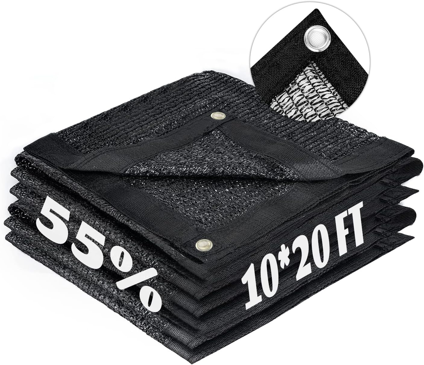 LOVE STORY 10x20FT 55% Black Shade Cloth Sun Shade Net with Grommets Sunblock Net Mesh Tarp for Garden,Plants Cover,Greenhouse and Patio