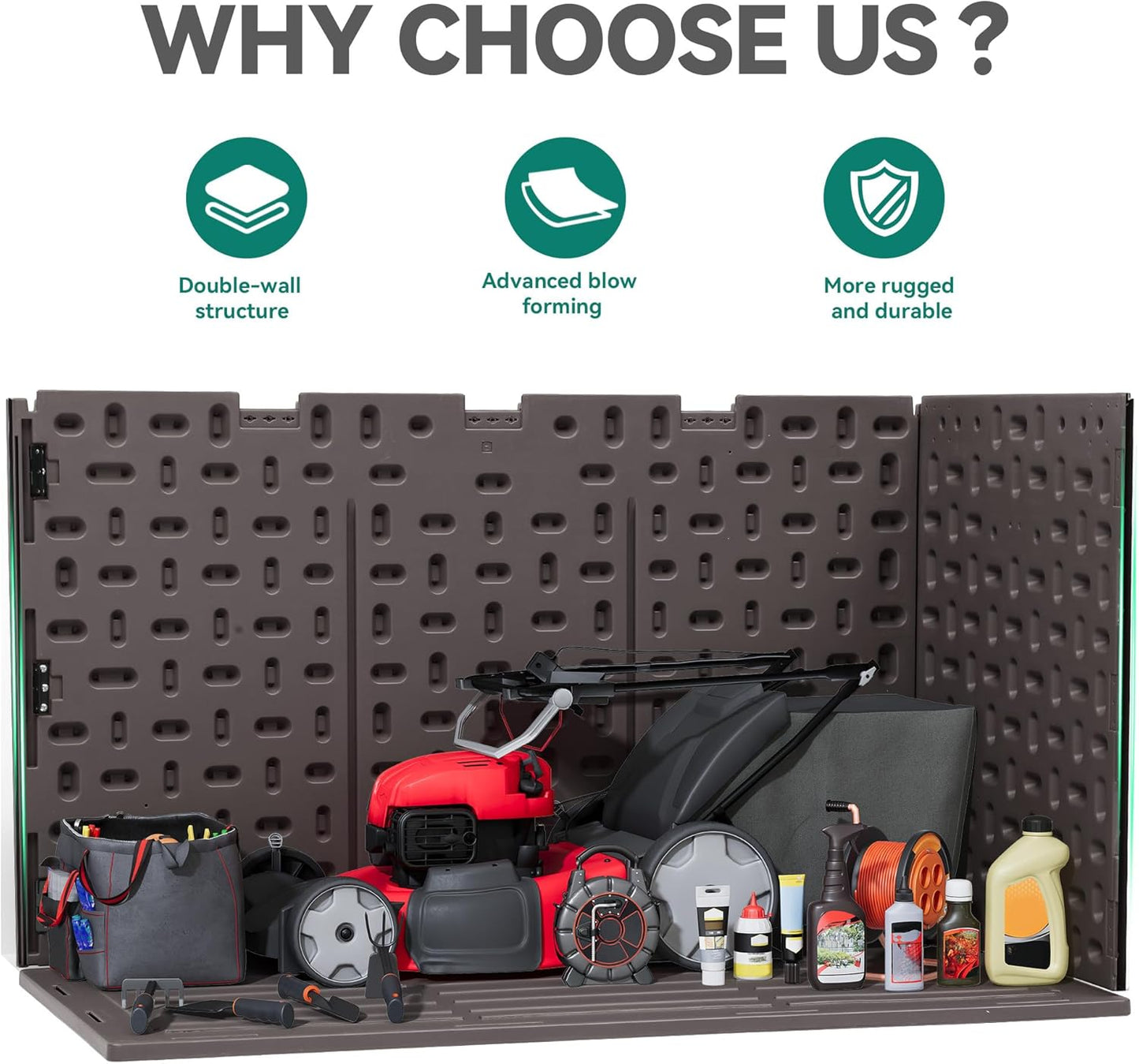 YITAHOME 200 Gallon Double-Wall Deck Box with Divider & Side Handles, Outdoor Large Storage for Patio Furniture Cushions, Garden Pool Accessories, Water Resistant & Lockable