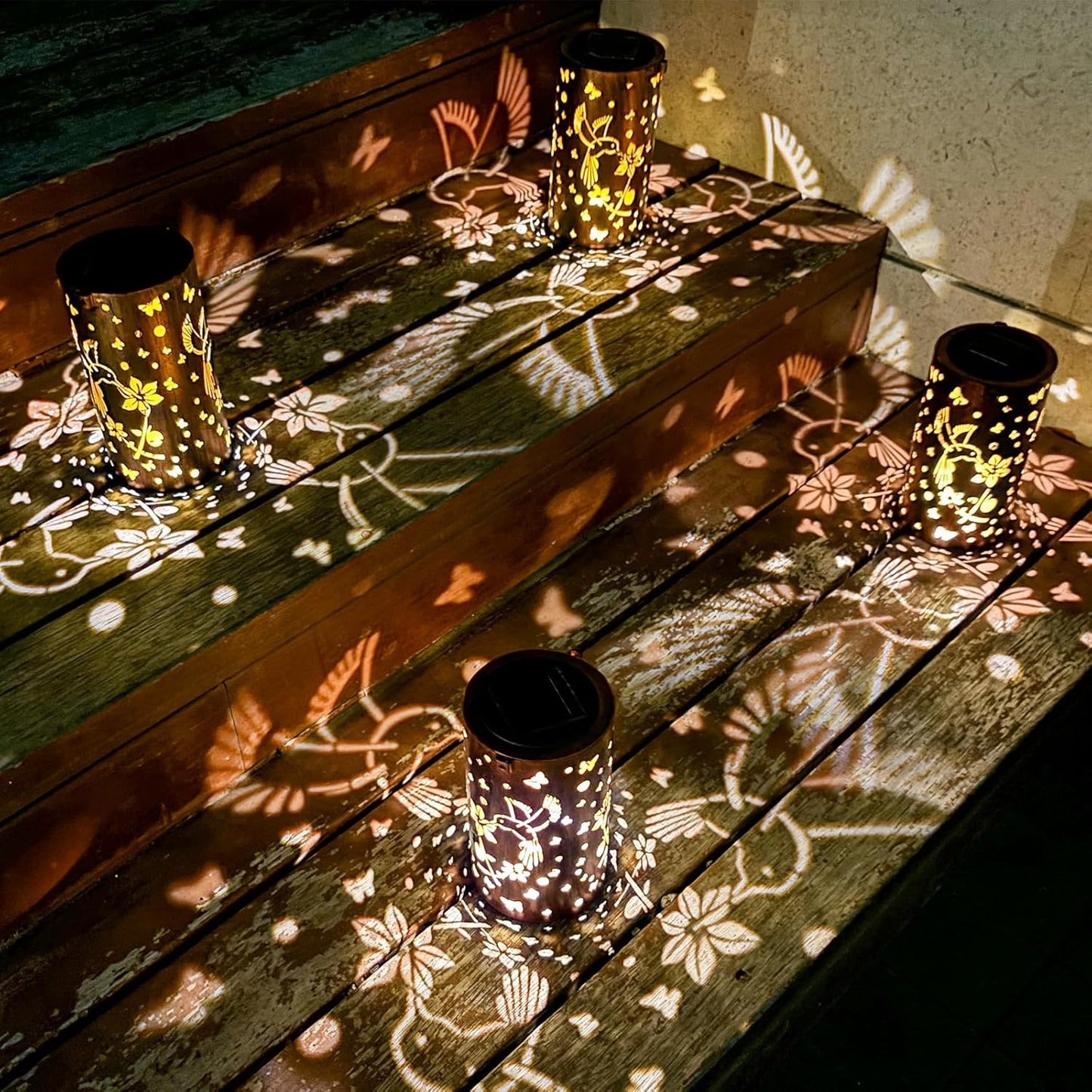 4 Pack Solar Lanterns Outdoor Waterproof Hummingbirds Birthday Gifts for Women Mom Grandma Garden Decor Metal Hanging LED Decorative Light for Patio Yard Lawn Backyard Front Porch Gardening Gifts