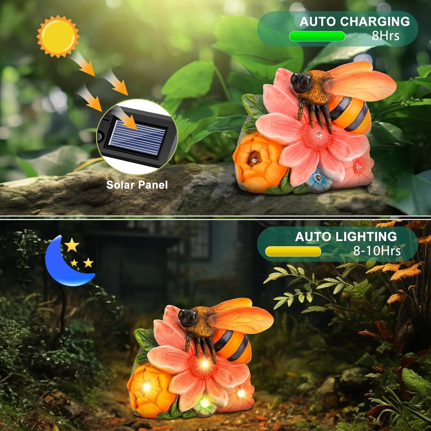 Linkax Birthday Gifts for Women Mom Grandma Sister, Solar Bee Lights Outdoor Garden Decor for Outside Patio Yard Porch Home, Honey Figurine Gardening Housewarming Gifts New Home