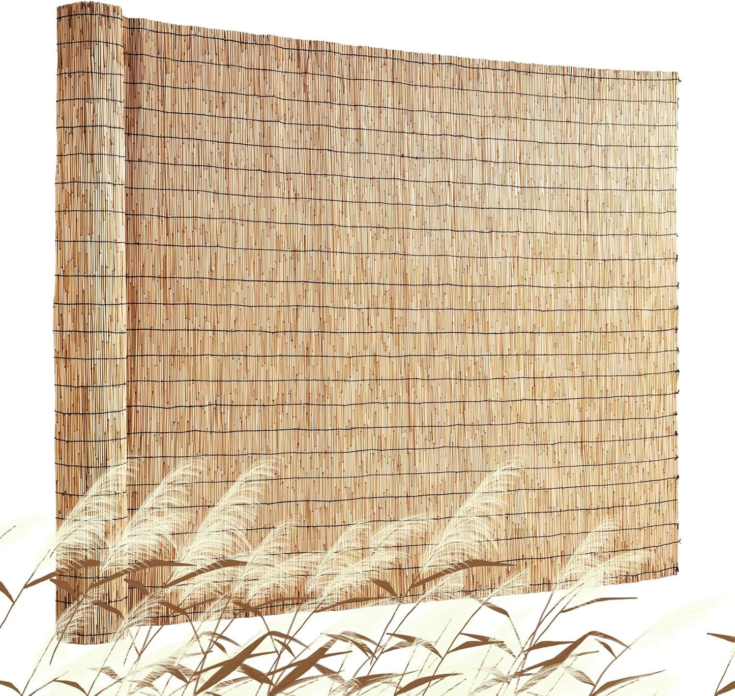 VEVOR Natural Reed Fencing, 4 ft x 16.4 ft, Reed Screen Curtain Balcony Reed Fence Roll for Outdoor Backyard Patio, Decorative Fence for Backyard Garden Fencing Divider, Privacy Screen Panel, Natural