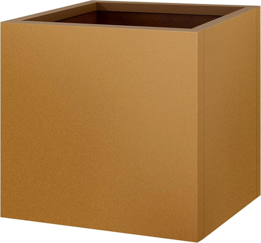 Corten Steel Planter Box 17"x16"x16", Metal Planter Spliced Flower Pot with Partitions, Outdoor & Indoor Large Rectangular Planter Box for Porch, Patio, Garden, Commercial Décor