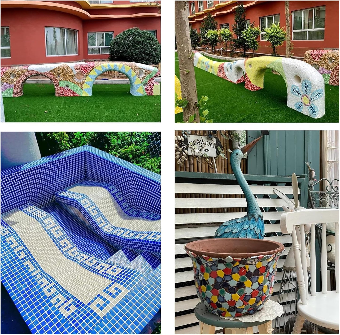 50 Pieces Orange Mosaic Tile for Crafts 1" Ceramic Tile Assorted Colors Square Ceramic Mosaic Project Supplies for Photo Frame Mosaic Stepping Stones Bath Old Pool Furniture Decor