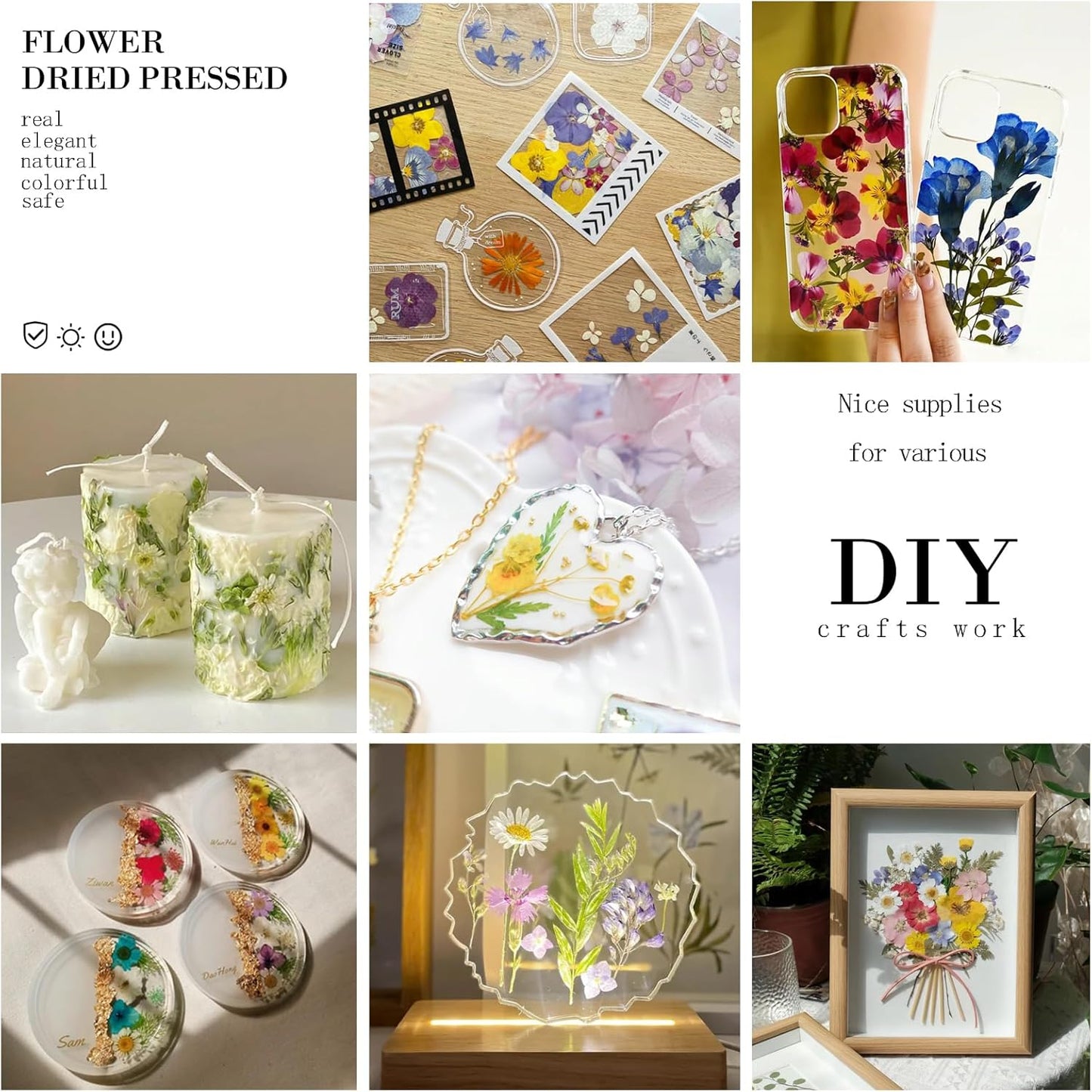 133Pcs Dried Pressed Flowers for Resin Molds, Assorted Real Natural Bulk Dry Floral Leaves for DIY Art Crafts, Epoxy Jewelry, Soap, Candle Making, Nails Decor