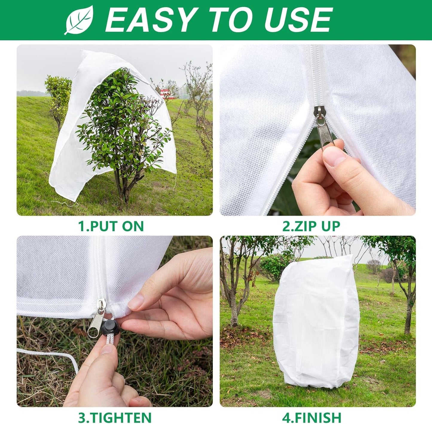 2 Pcs Plant Covers Freeze Protection, Frost Cloth Plant Freeze Protection, Frost Covers for Outdoor Plants with Drawstring and Zipper, 2.5 oz/yd² 5.9 X 3.9 Ft, for Protect Trees Shrubs from Cold Frost