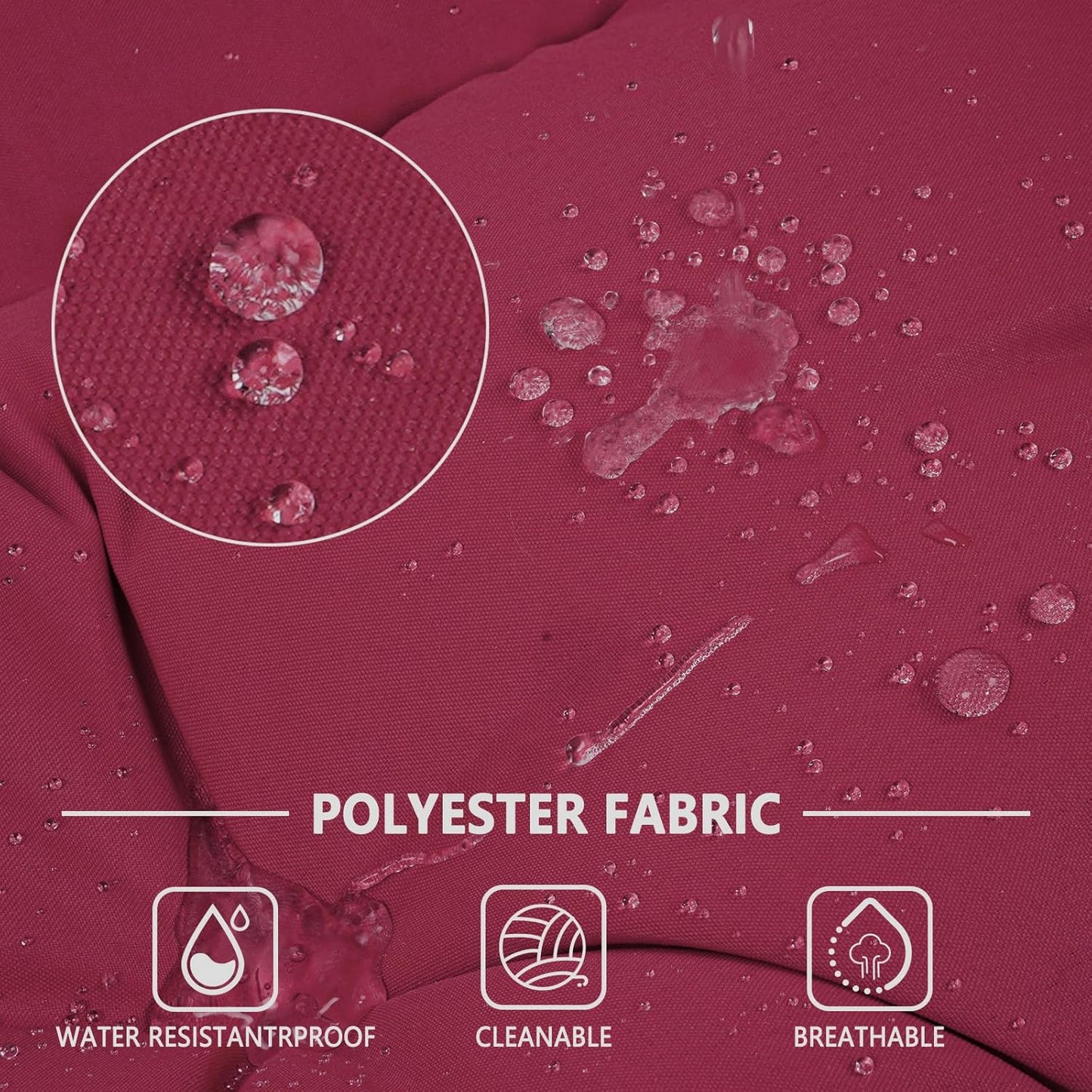 Porch Swing Cushions,Outdoor Cushions 3 Seater Replacement with Backrest, Waterproof Thickened Bench Cushion with Ties for Porch, Patio,Outdoor, Backyard and Garden (Wine Red 60 * 40 in)