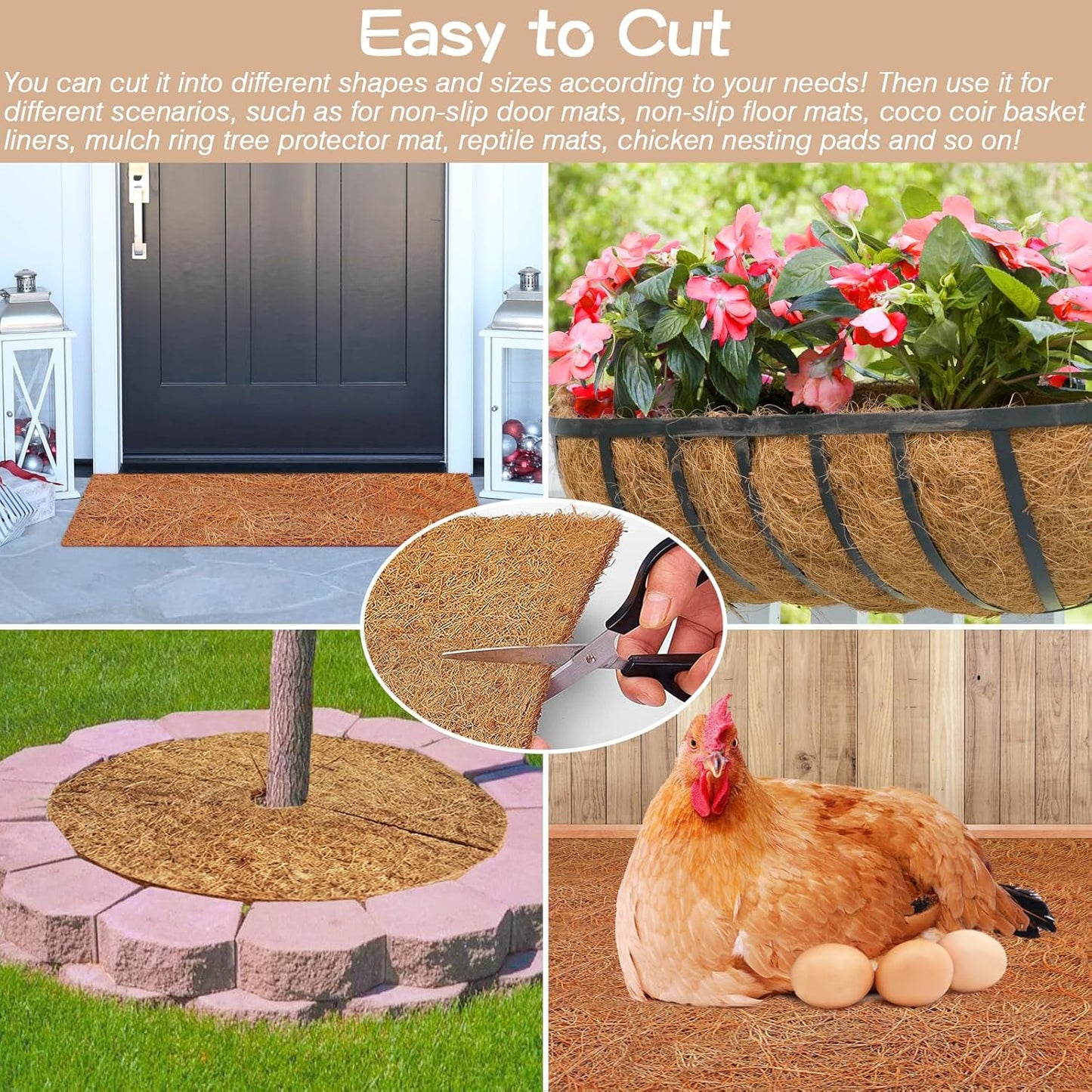 ZeeDix No-Slip Ice and Snow Carpet- 31 x 80 x 0.28In Thickened No Slip Ice Carpet Outdoor Runner Natural Coconut Fiber Mat for Walkway Garden Doorway Stairs Porch Outdoor Safer Walking