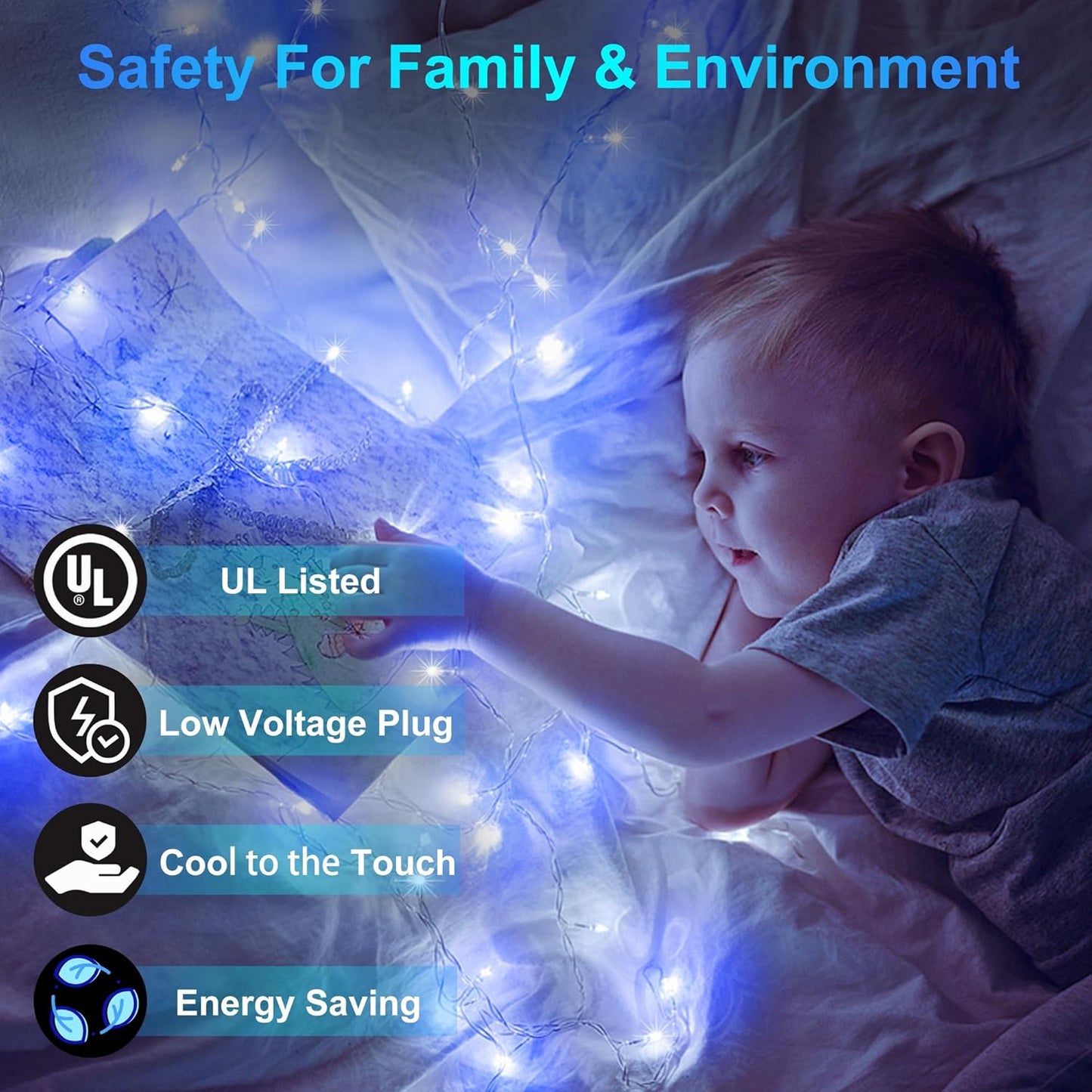 750LED Christmas Lights Outdoor Use, 240ft 12 Modes Blue and Cool White LED String Lights with Timer Dimmable, Waterproof Christmas Tree Lights for Xmas Patio Yard Fence Balcony Garden Decor