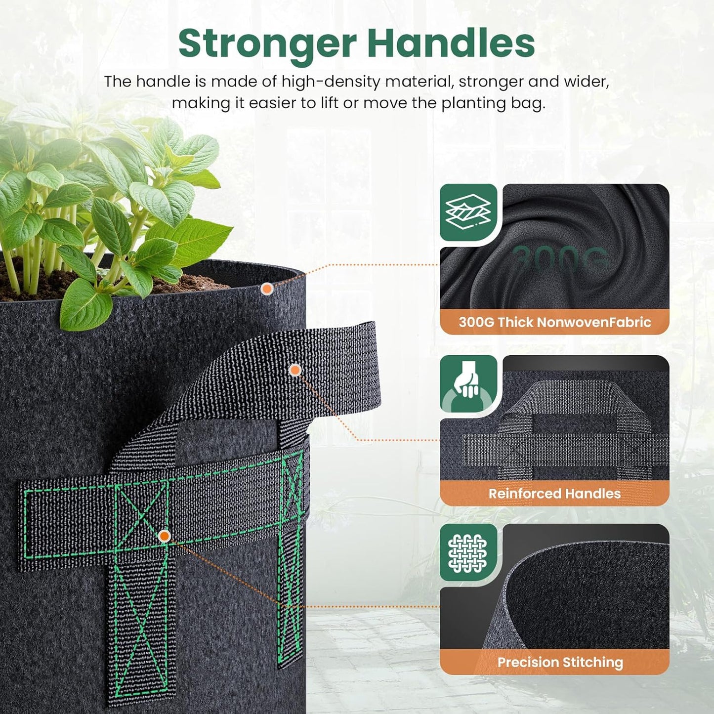 10 Pack 20 Gallon Grow Bags, Thickened Nonwoven Fabric Planter Pots with Handles, Heavy Duty 300G Garden Pots for Tomato, Potato and Vegetable