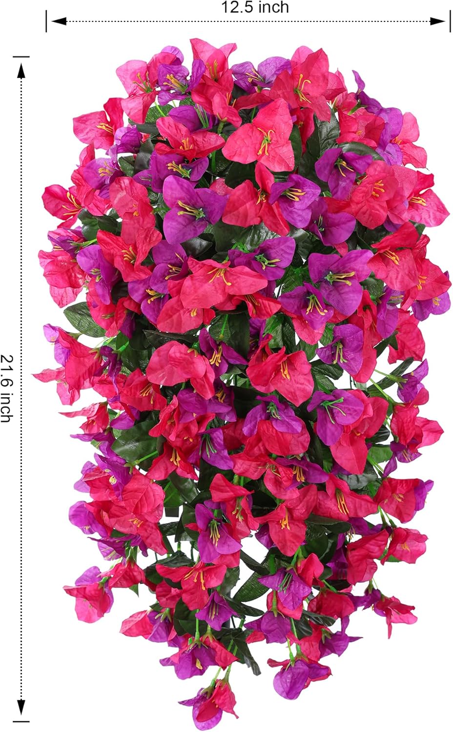 Bougainvillea Artificial Hanging Flowers Plants for Outdoors Decoration, 2pcs Fake Flowers Silk Bougainvillea Vines Realistic UV Resistant Faux Flowers for Outdoor Planters Porch Patio, Mix