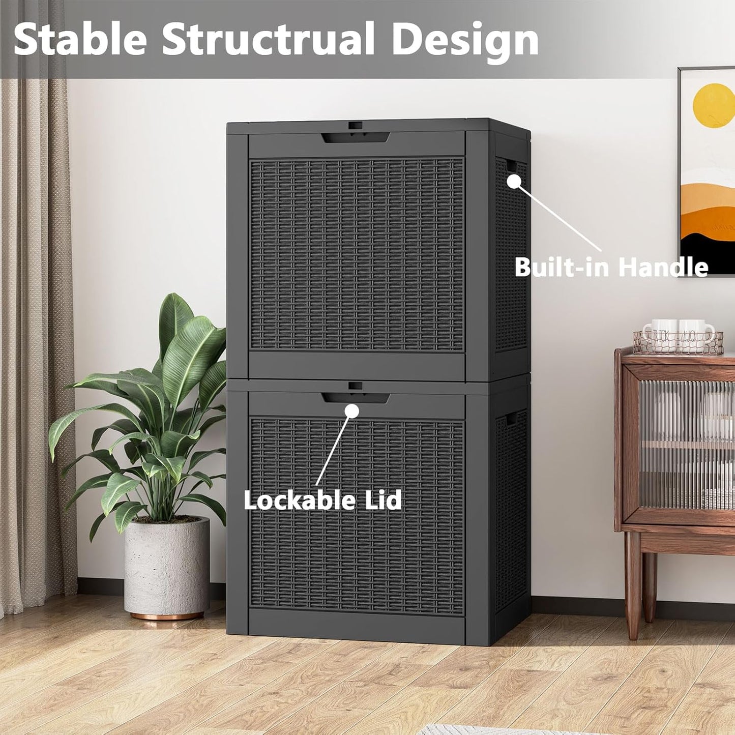 Deck Box, 31 Gallon Resin Outdoor Storage Box, Waterproof and UV Resistant Lightweight Storage Deck Box for Garden Tools, Supplies