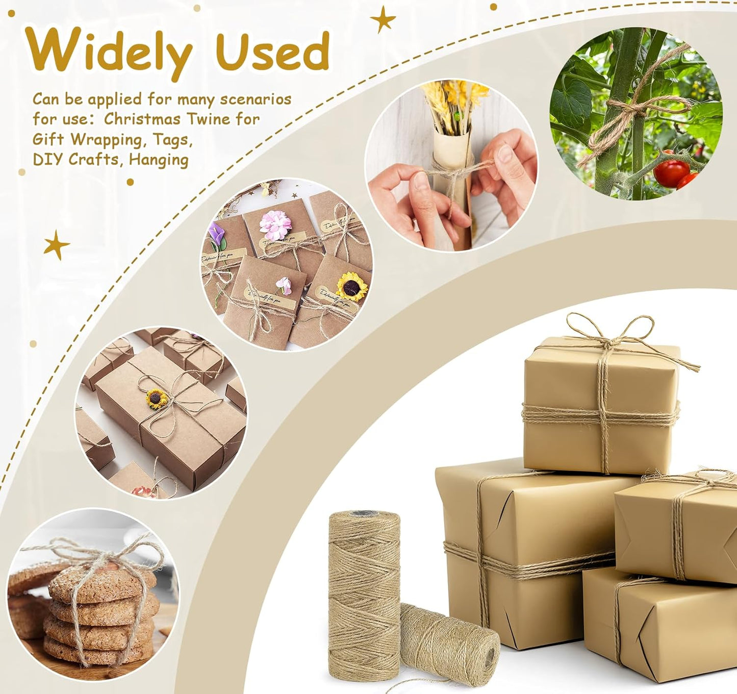 Garden Twine, 656 Feet Jute Twine,Baling Twine, Plant String, Garden Twine for Climbing Plants,Tomatoes, Crafting Floristry