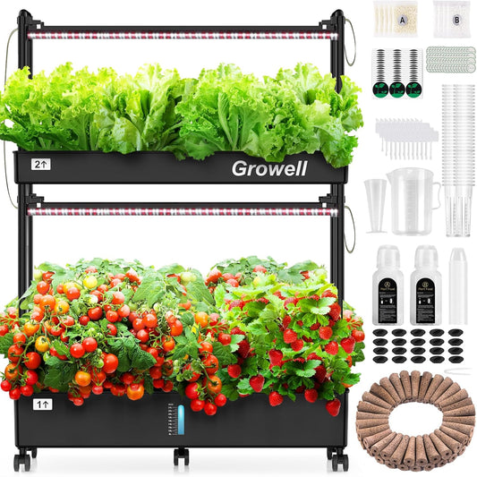 Growell Hydroponics Growing System Kit, 60 Pods Vertical Indoor Garden with LED Grow Light, Auto Circulating Water System & WiFi Smart Plug, Indoor Gardening System for Vegetable Fruit Herb
