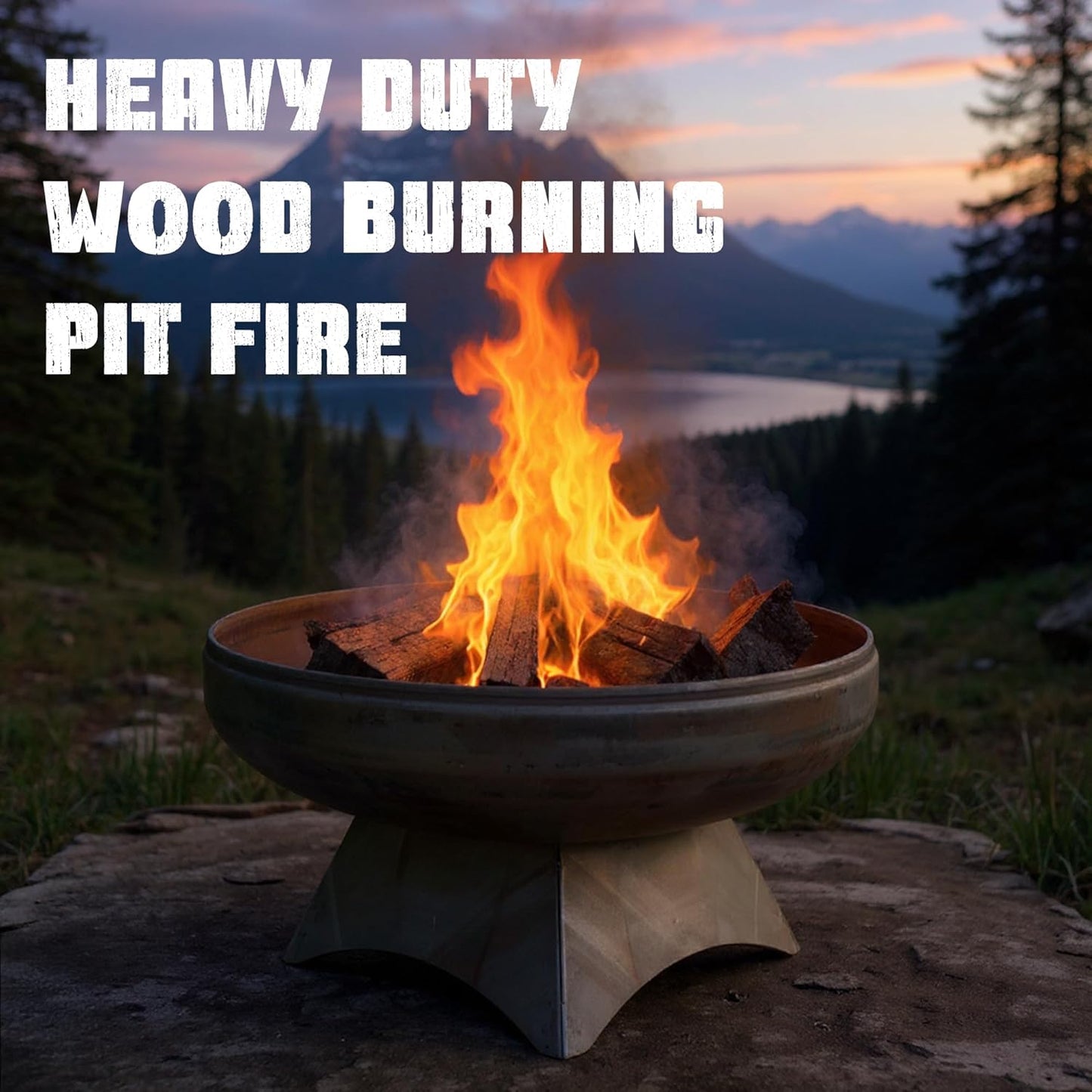 Liberty Fire Pit – Ohio Flame Wood Burning Outdoor Fire Pit - 42" Diameter with Standard Base (Made in USA)