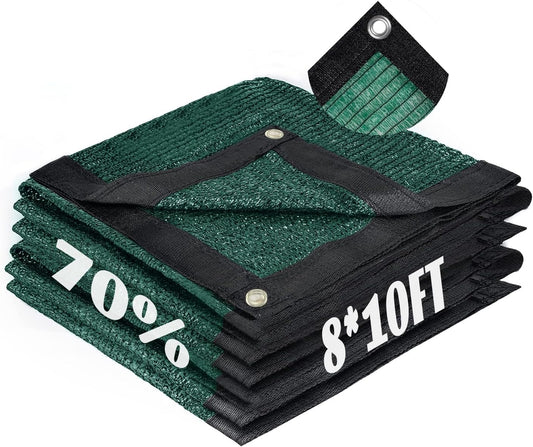 Cool Area 70% Sun Shade Cloth Mesh Tarp with Grommets for Plant Cover 8x10ft Patio Canopy Garden Pergola Greenhouse Car Barn Kennel Green