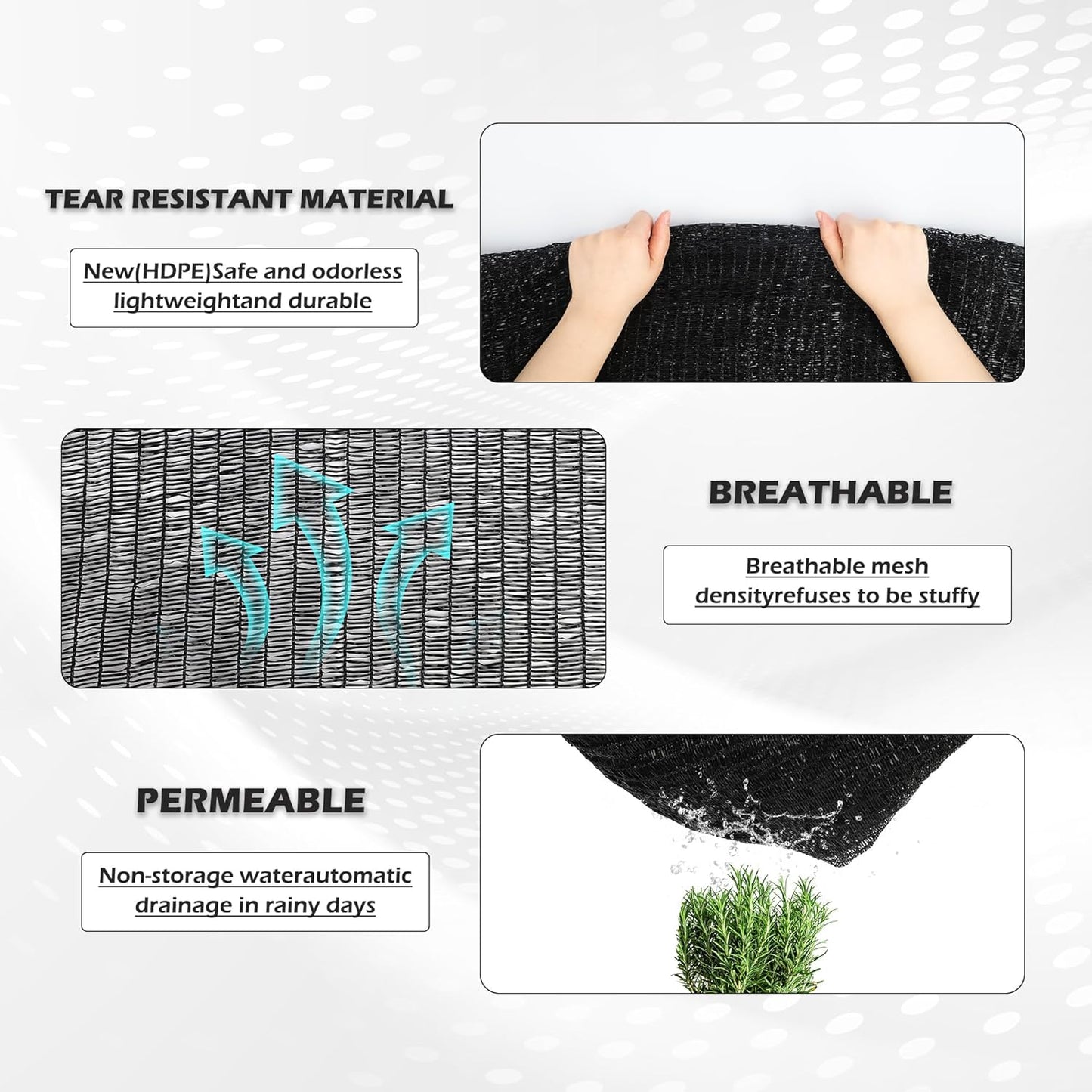 Garden expert 50% Sun Shade Cloth 10x10ft Mesh Tarp with Grommets for Plant Cover Patio Canopy Garden Pergola Greenhouse Car Barn Kennel Black