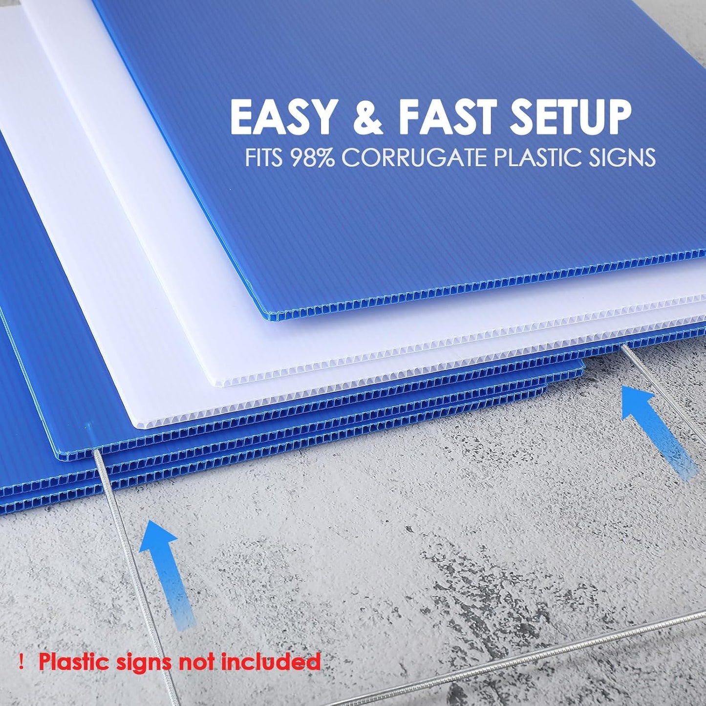 60 Pcs H Stakes for Yard Signs 16.5'' x 7'' Heavy Duty Metal H Frame Wire Stakes Weatherproof Metal Holder for 4mm 5mm Corrugated Signs Guidepost Yard Halloween Decoration