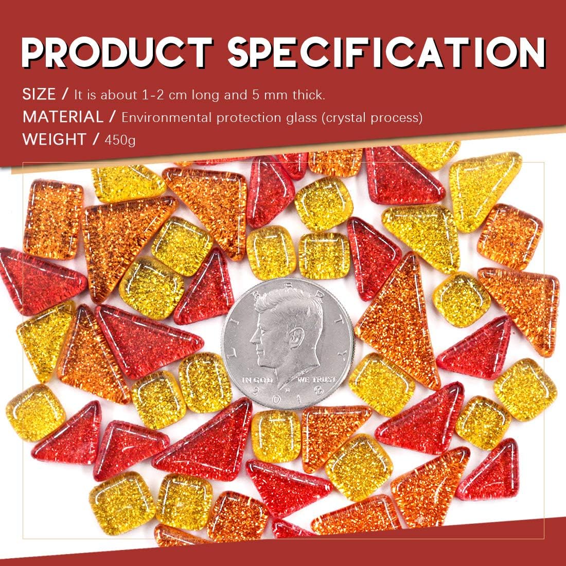 Swpeet 1 Pound Mixed Colors Shine Crystal Series Mosaic Tiles Assortment Kit, Square and Triangle Genuine Mosaic Tiles Glitter Crystal Mosaic Perfect for Home Decoration Crafts - Mosaic Tiles I