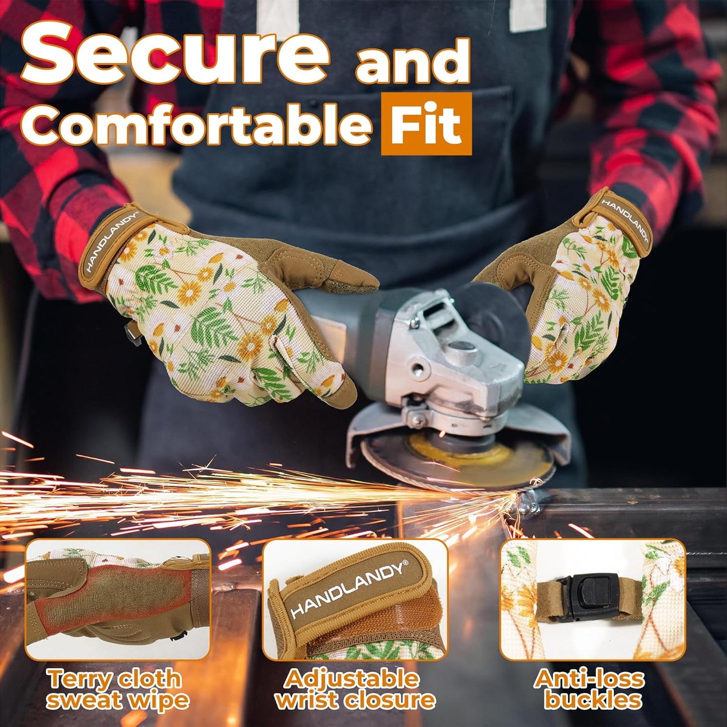 HANDLANDY Women Safety Work Gloves Utility Touch Screen Working Grip Glove for Yardwork Gardening Breathable Mechanic Gloves