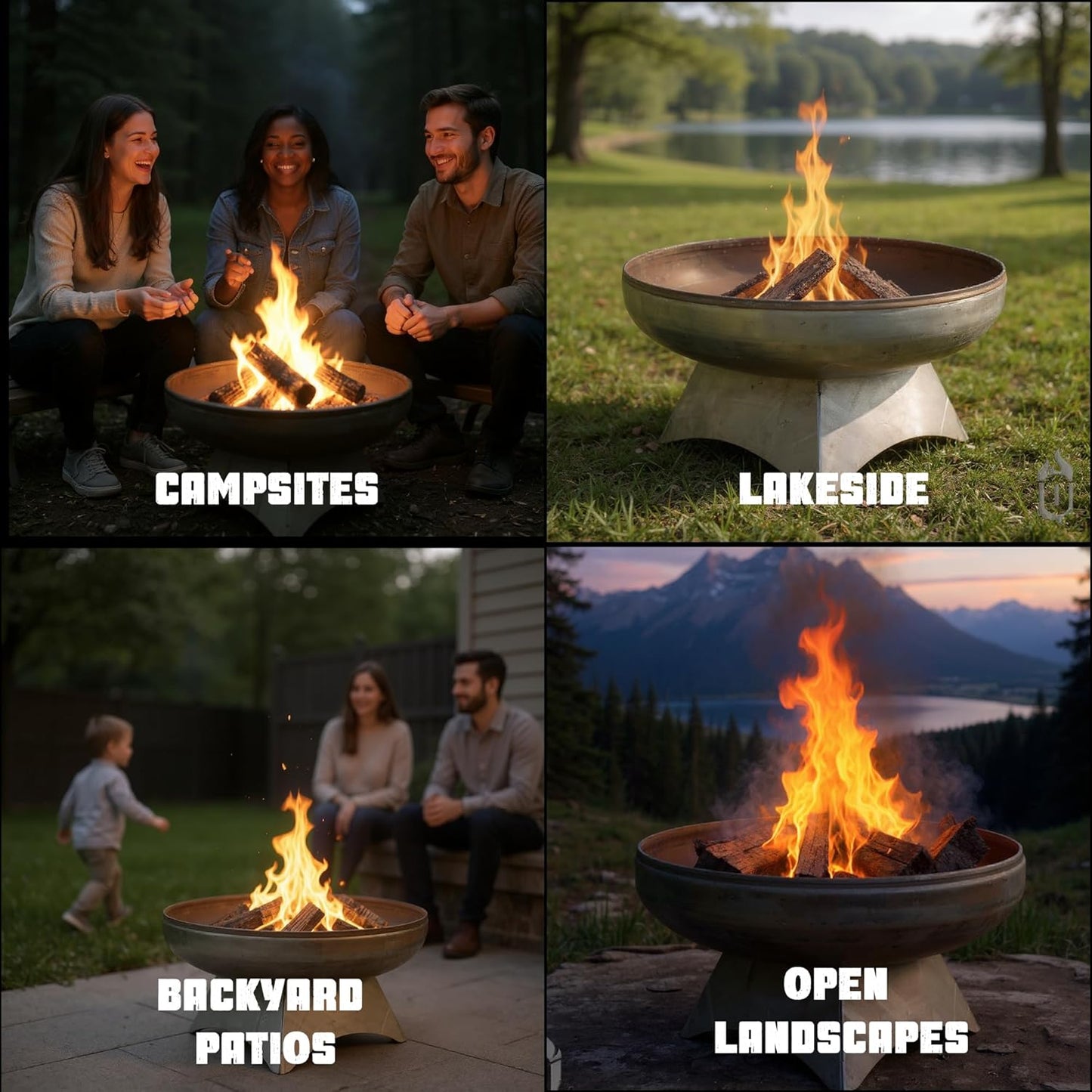 Liberty Fire Pit – Ohio Flame Wood Burning Outdoor Fire Pit - 24" Diameter with Standard Base (Made in USA)