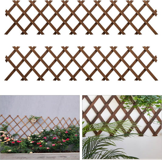 2 PCS Expandable Garden Trellis, 13.4" x 60" Trellis for Climbing Plants Outdoor, Wooden Lattice Fence Wall Panel Lattice Panels for Outside, for Climbing Plants Vine Ivy Rose Cucumbers Clematis