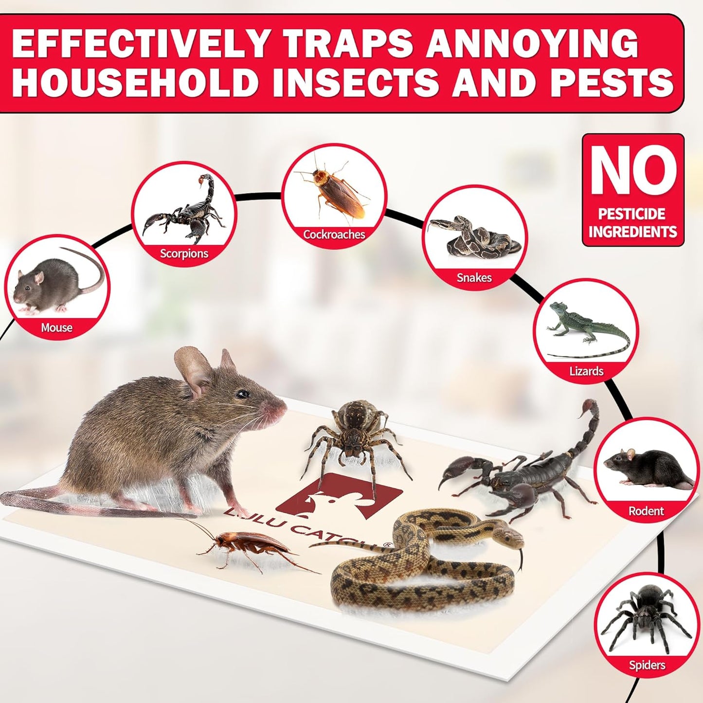 LULUCATCH Mouse Traps, 20 Pack Pre-Baited Sticky Mouse Traps Indoor for Home, Non-Toxic Bulk Sticky Pads, Glue Traps for Rats, Bugs, Spider, Mice, Cockroach, Pet Safe Pest Control
