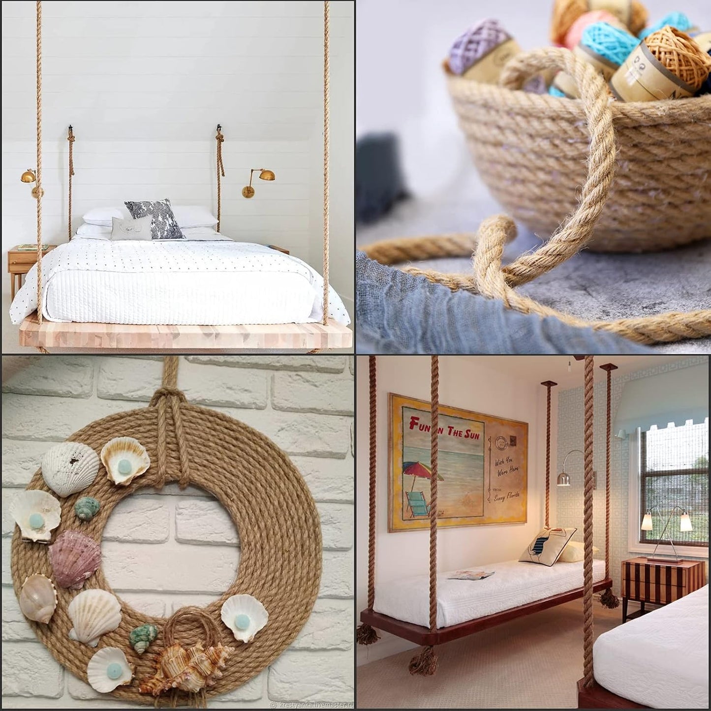 100 Feet 1/2 Inch Thick Natural Jute Rope, 12mm x 30m Strong Hemp Rope, Thick Twine Rope for Gardening