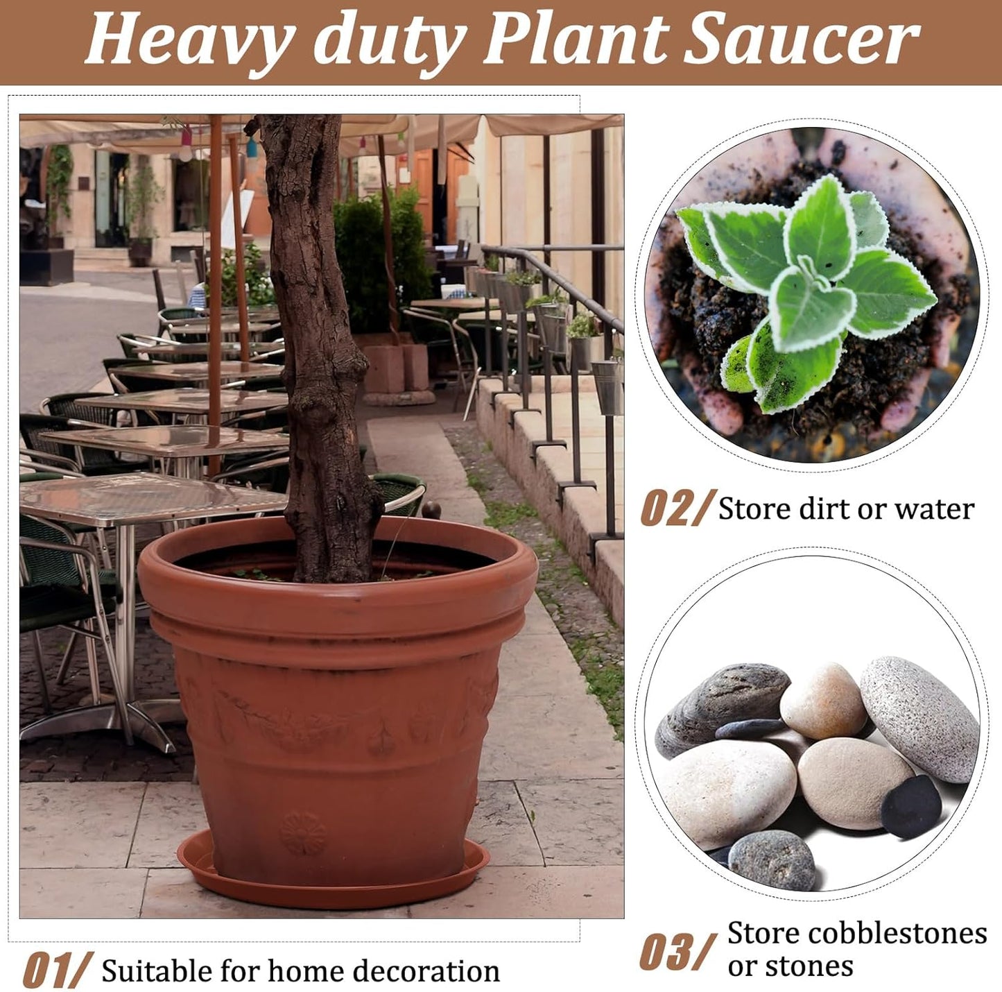 Eccliy 12 Pcs Plastic Plant Saucers Round Plant Tray Large Flower Pot Heavy Duty Planter Water Trays Thick Planter Drip Saucers for Indoors and Outdoors(16 Inch,Red)