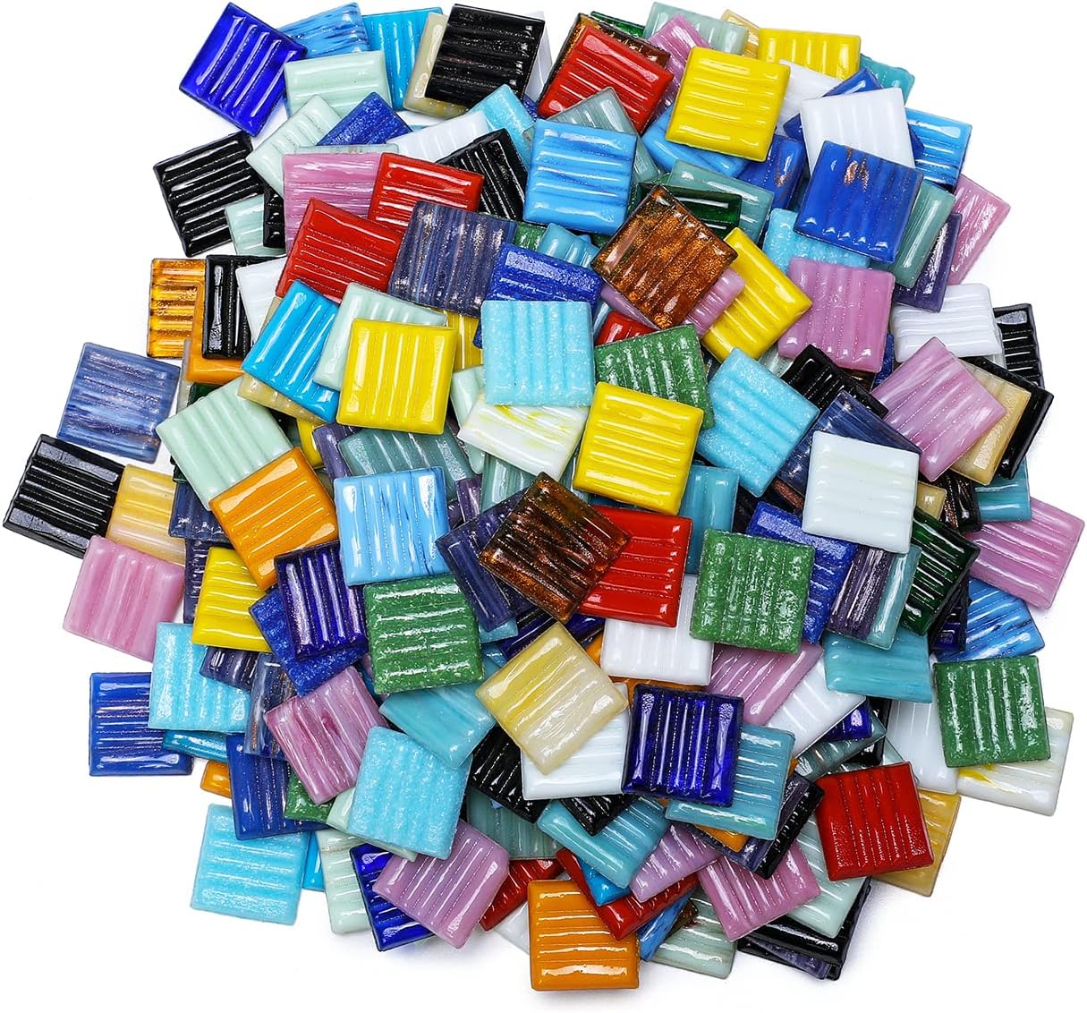 Lanyani 3/4 inch Metallic Glass Mosaic Tiles Variety Mix Color Vitreous Square Mosaic Pieces Tile for Art Crafts - 2 Pounds Bulk