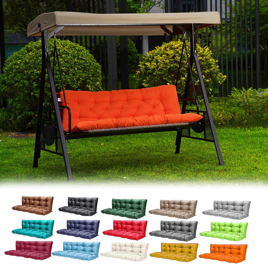Porch Swing Cushions,Outdoor Cushions 3 Seater Replacement with Backrest, Waterproof Thickened Bench Cushion with Ties for Porch, Patio,Outdoor, Backyard and Garden (Orange 60 * 40 in)