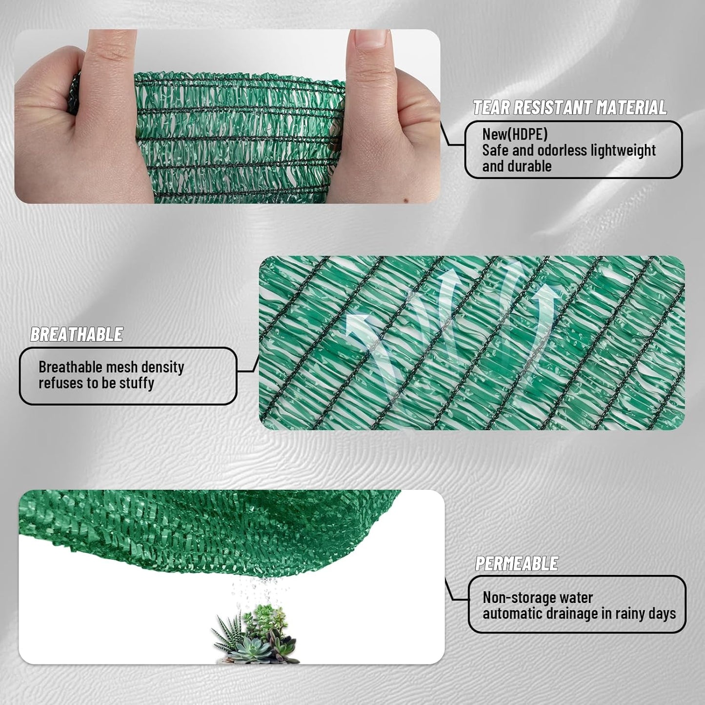 Cool Area 70% Sun Shade Cloth Mesh Tarp with Grommets for Plant Cover 6x12ft Patio Canopy Garden Pergola Greenhouse Car Barn Kennel Green