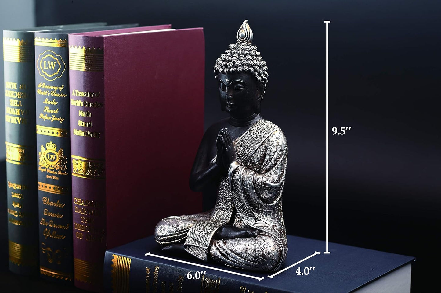JORAE Seated Buddha Statue Buddhism Thai Meditating Home and Garden Decorative Sculpture Praying Collectibles Figurines, 9.5 in, Polyresin