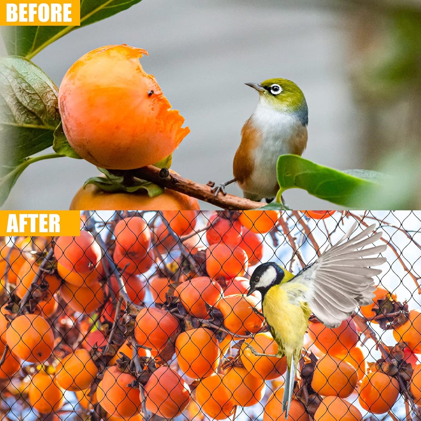 Bird Netting - 50x 50ft Black Poultry Net with 1" Square Mesh Protect Against Rodents Birds, Hawk, Squirrel and Other Animals, Durable & Reusable Anti-Bird Netting use for Fence, Farm & Orchard