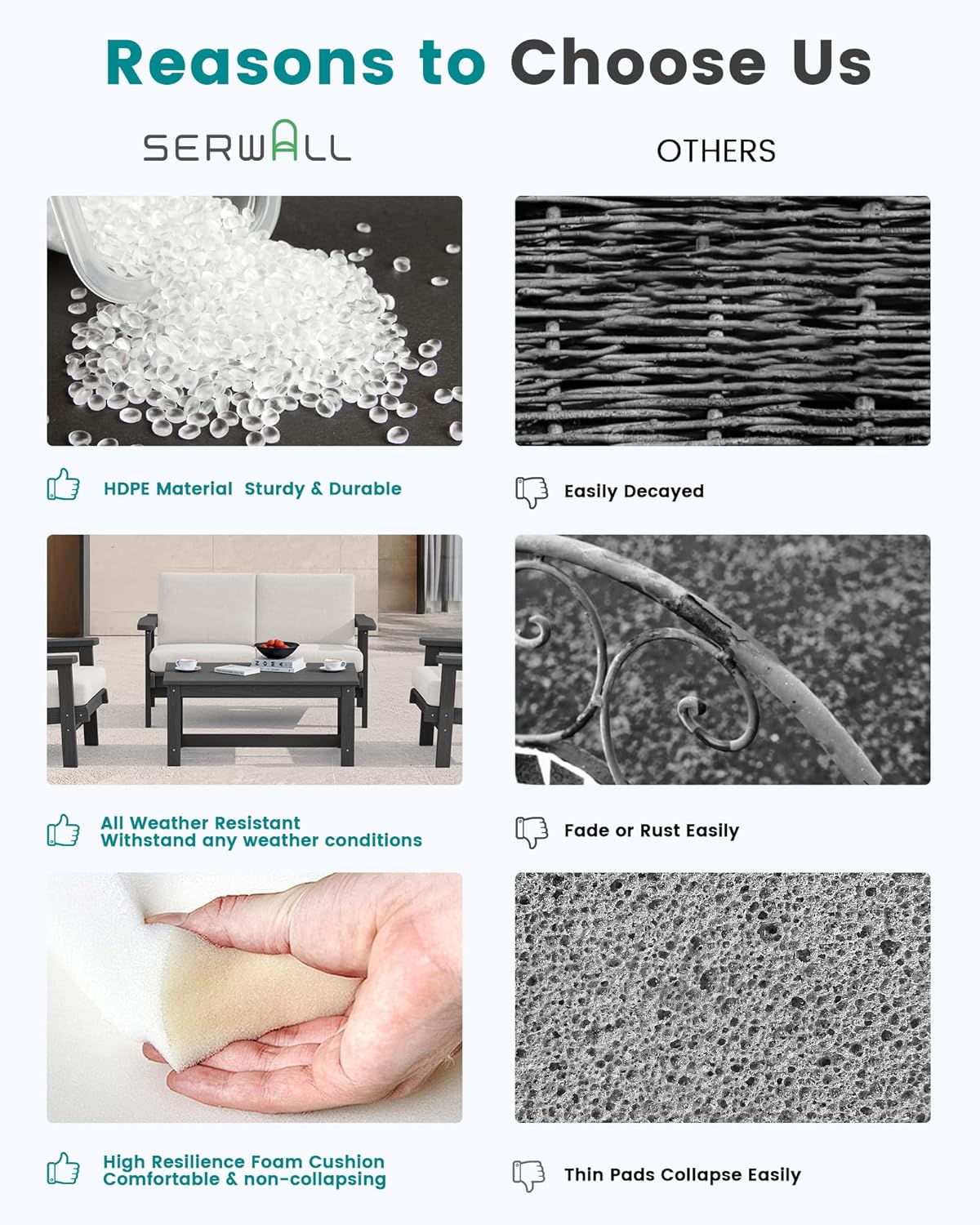 SERWALL HDPE Outdoor Couch, Grey Frame and Khaki Cushion