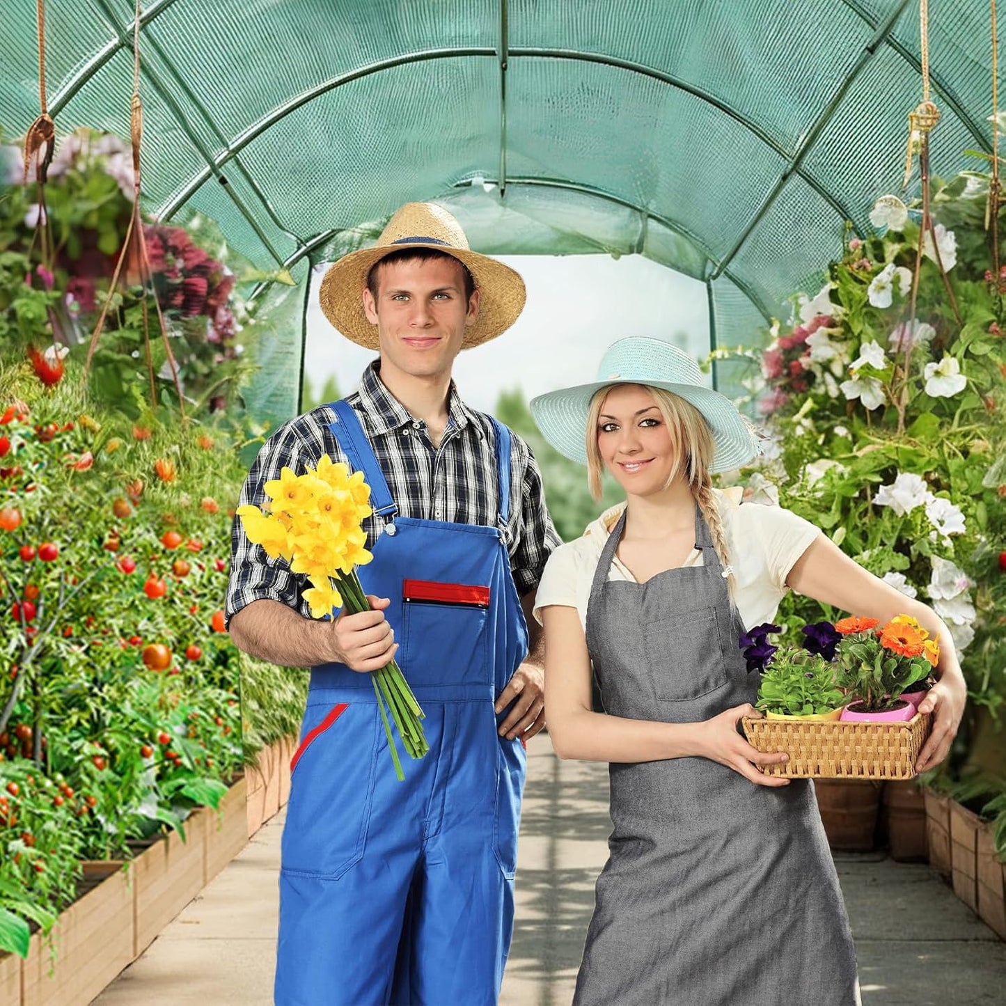 Walk-in Tunnel Greenhouse，Portable Plant Hot Housewith Dual Zippered Screen Doors & 6 Screen Windows Heavy Duty Plastic Plant Warm House with Reinforced Frame (10x10x6.6 FT)