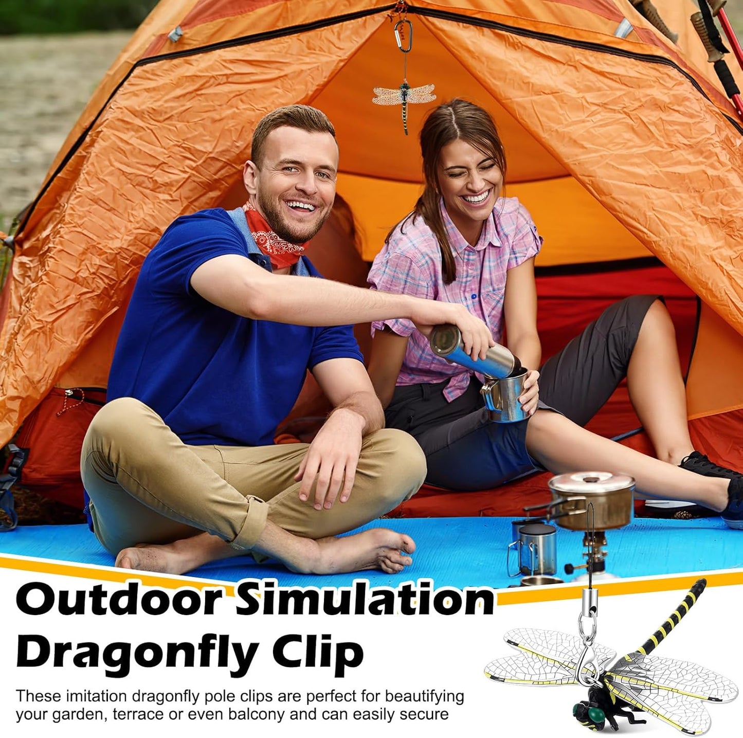 Qualirey 4pcs Dragonfly Hat Clip 2.2inch Realistic Dragonfly Clip with Hook Attach to Backpack Hat Keychain for Indoor Yard Garden Plant Decor