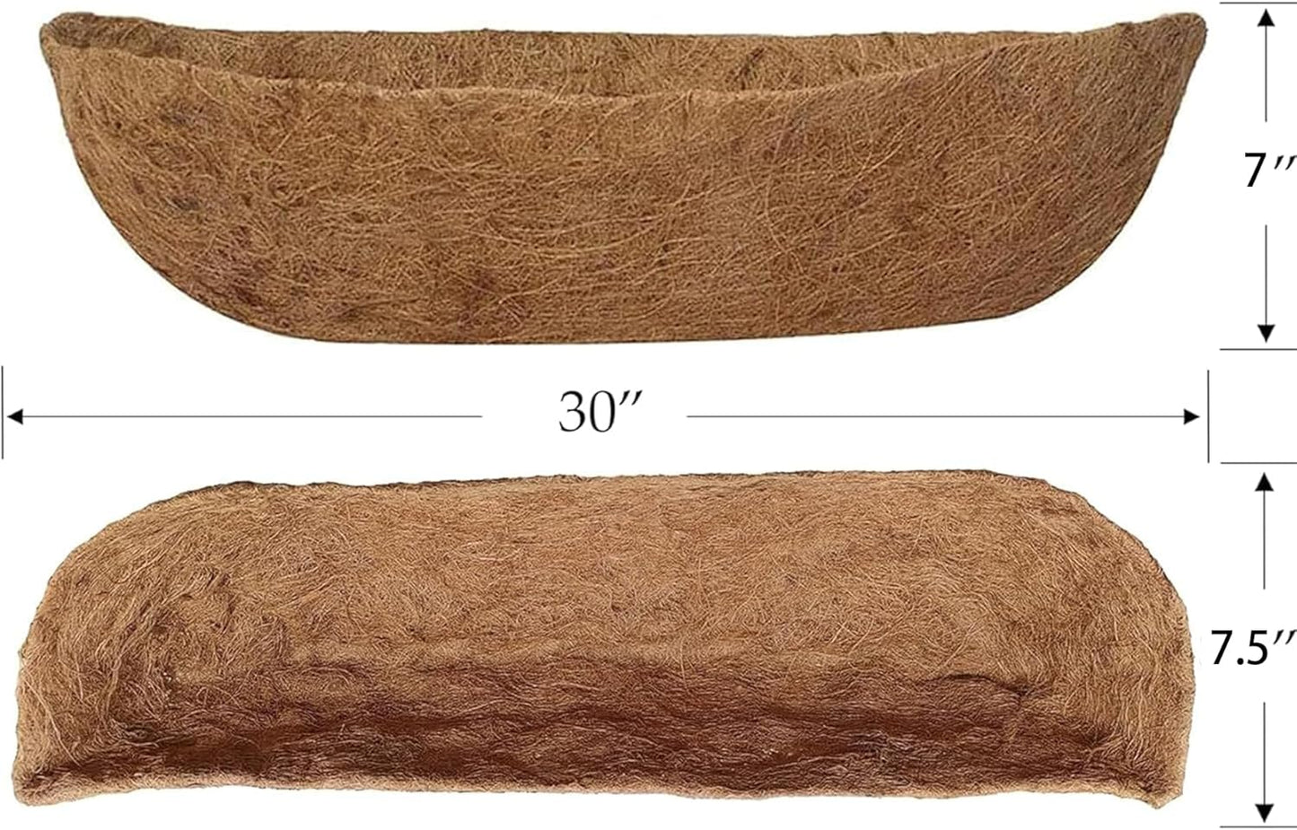 30 inch Replaceable Coco Liner for Railing Basket Horse Trough Coco Liner for Window Box, Coco Liner for Fence Flower Baskets 100% Natural Coir Liners for Basket (30 in / 2Pcs)
