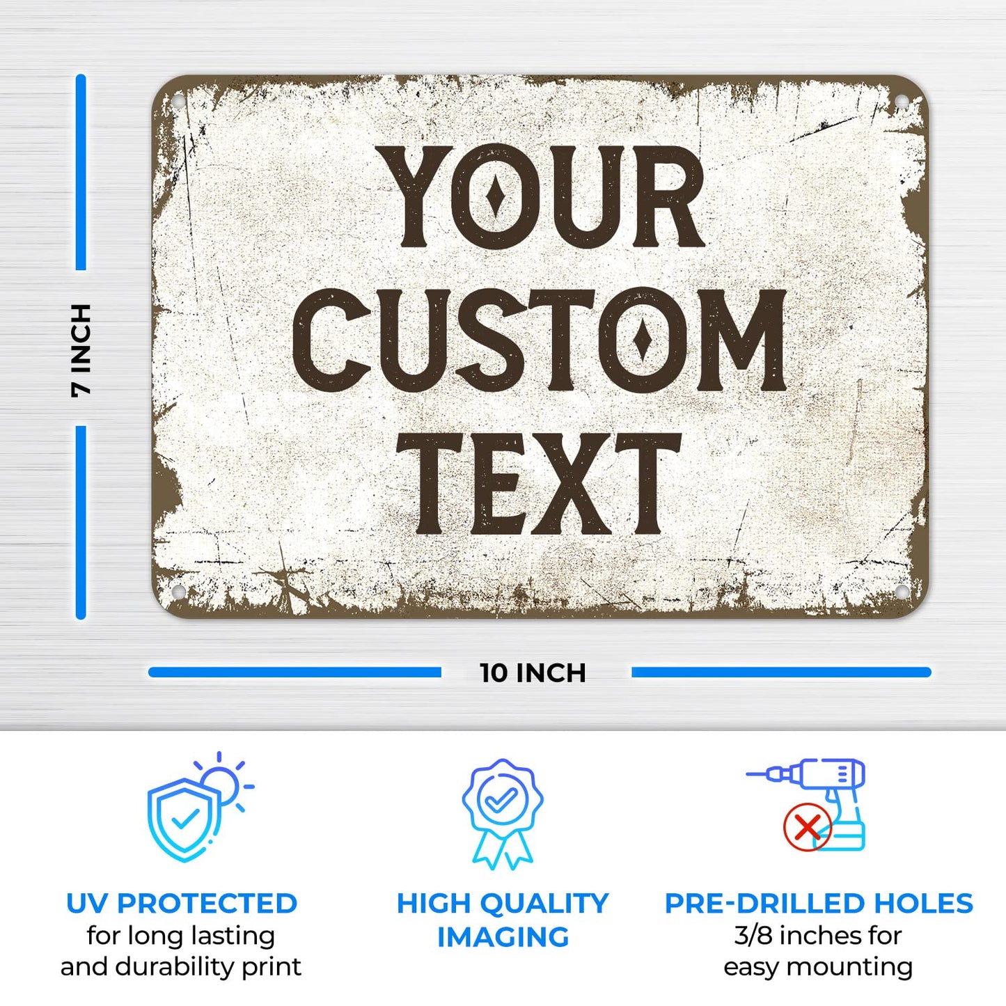 Rustic Custom Sign, Personalized Metal Signs, Gift for Him Men Dad, Man Cave, Indoor and Outdoor Use 10x7 Inches, ACM, Fade Resistant, Made in the USA