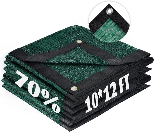 Cool Area 70% Sun Shade Cloth Mesh Tarp with Grommets for Plant Cover 10x12ft Patio Canopy Garden Pergola Greenhouse Car Barn Kennel Green