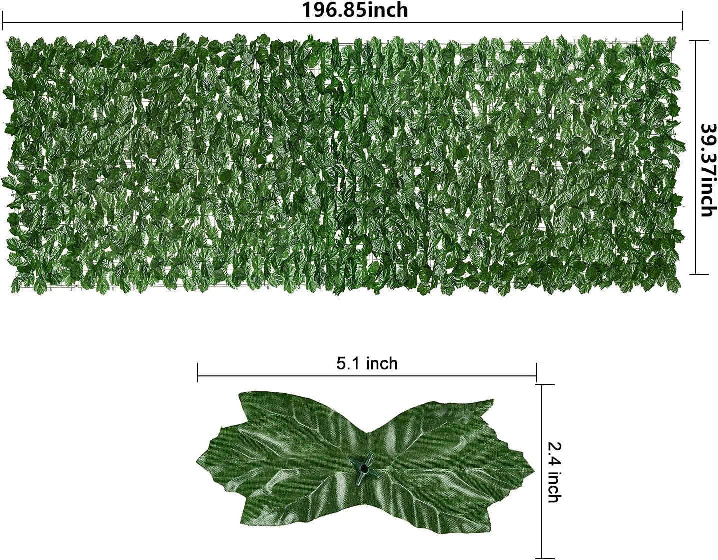 DearHouse Artificial Ivy Privacy Fence, 196.85x39.37inch Artificial Hedges Fence and Faux Maple Leaf Decoration for Outdoor Garden Decor