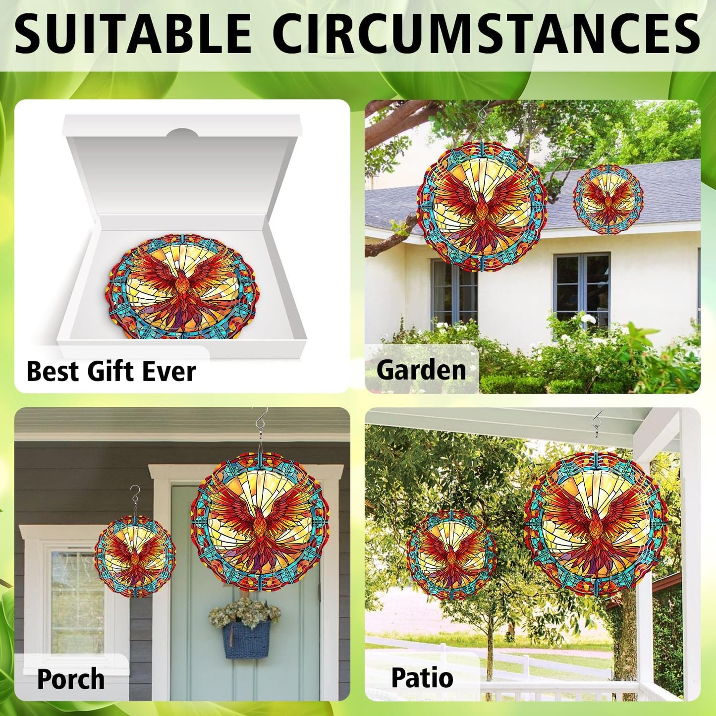 Phoenix Wind Spinner, Phoenix Wind Spinner Hanging for Yard and Garden, Unique Gift Wind Spinner, 3D Hanging Wind Spinner Outdoor, Cute Phoenix Wind Spinner