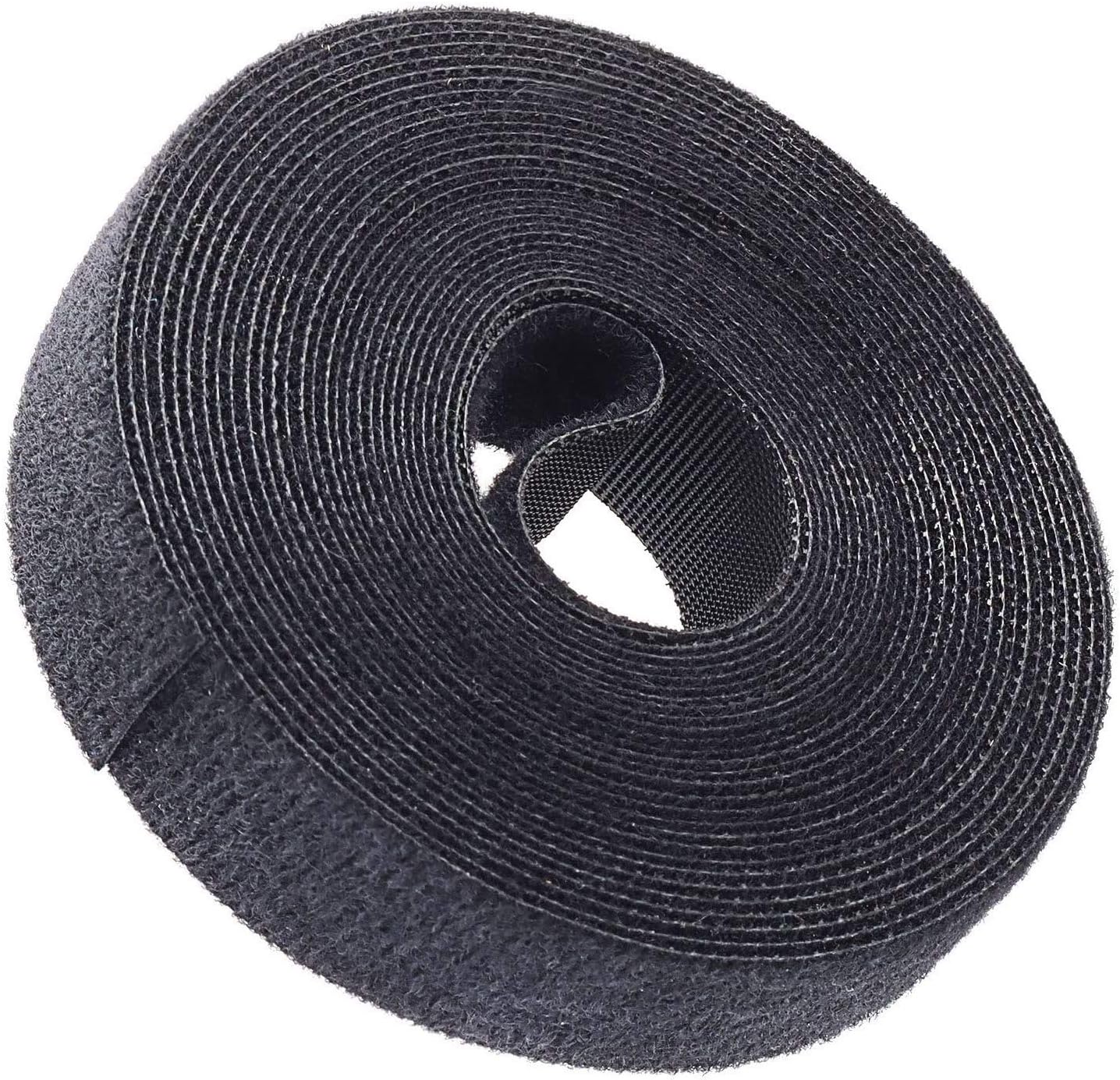 Reusable Fastening Tape Cable Ties 3/4 Inch Double Side Hook Roll (5 Yard, Black Upgraded Version)