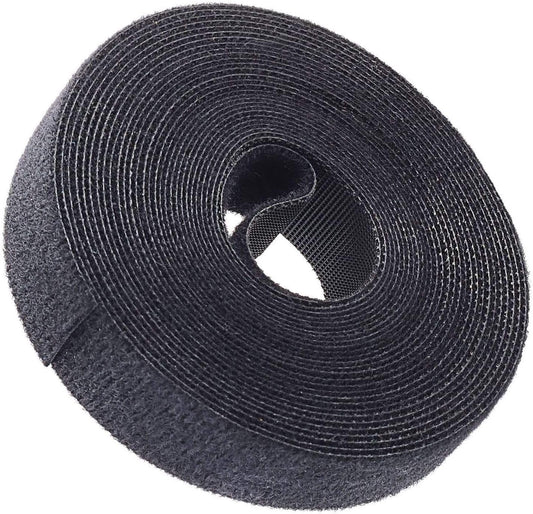 Reusable Fastening Tape Cable Ties 3/4 Inch Double Side Hook Roll (5 Yard, Black Upgraded Version)
