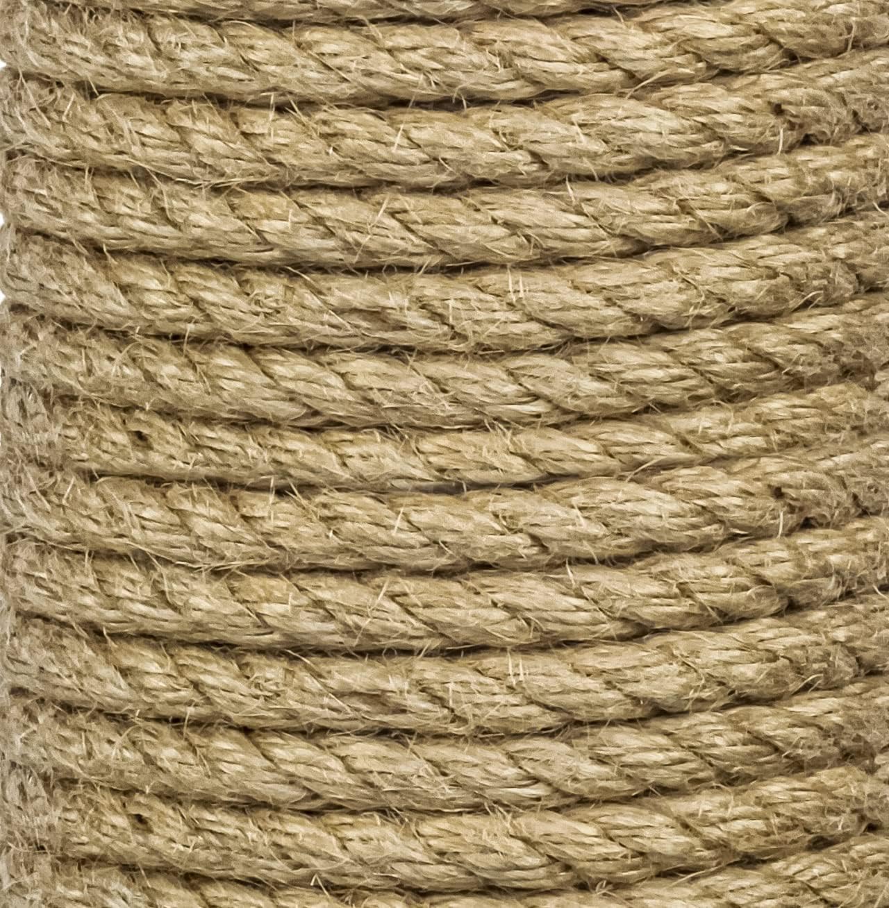 Premium Quality Natural Jute Rope Smell Free, Biodegradable, Hemp Sisal Manila, Crafts, Decoration, Camping, PET Friendly - Handmade DIY (3/4" 100 ft)
