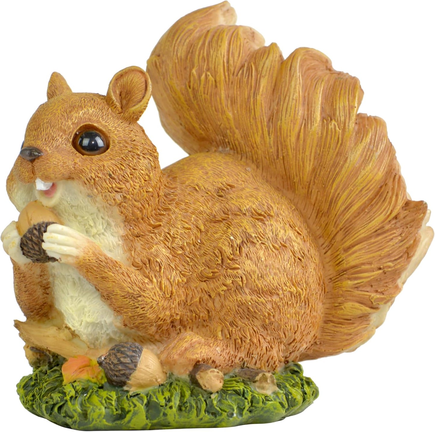 5" Squirrel with Pinecone Statue – Polyresin Figurine for Home & Garden – Whimsical Indoor/Outdoor Decoration on Grass Base