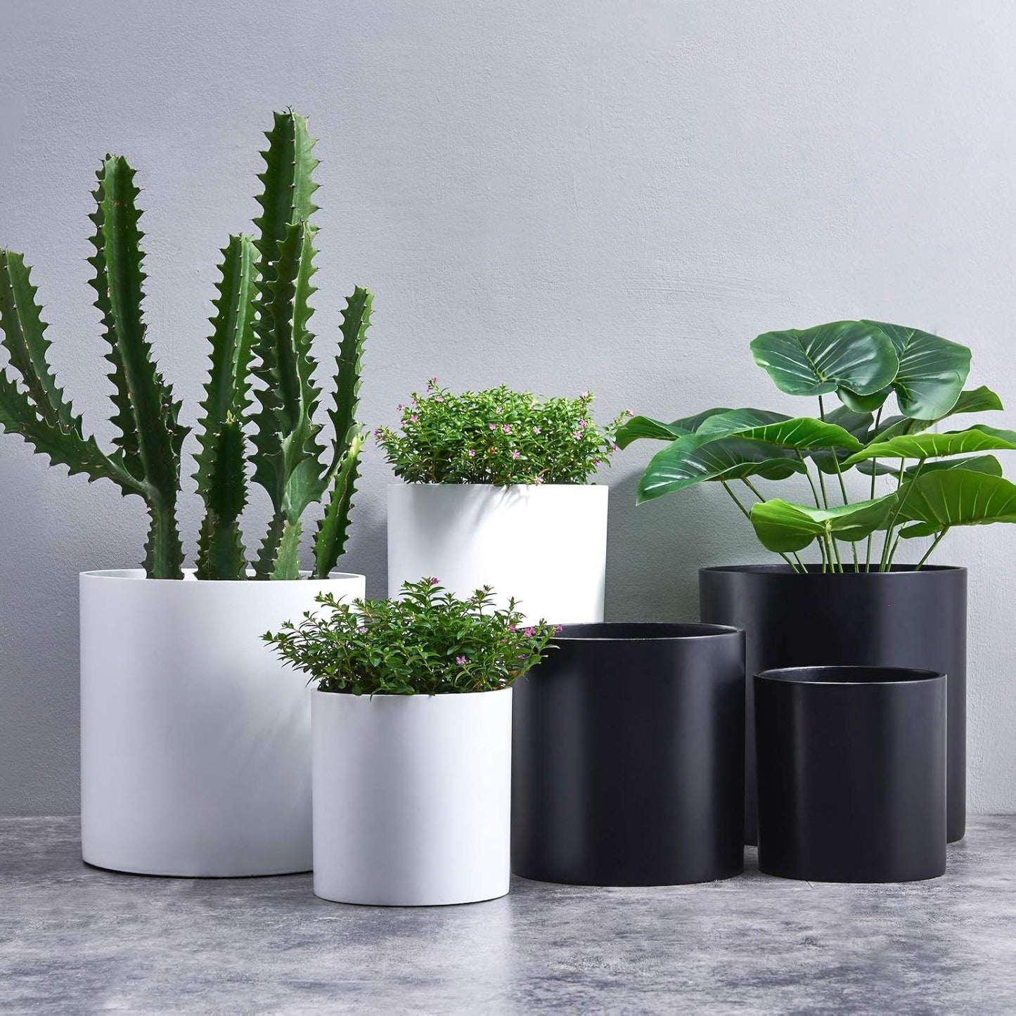 FaithLand Plant Pot 8 inch - Perfectly Fits Mid-Century Modern Plant Stand - Drainage Plug and Drainage Mesh Screen - White Planter Pot.