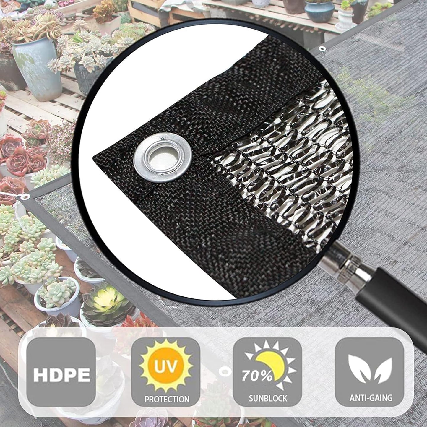 LOVE STORY 6x8FT 70% Black Shade Cloth Sun Shade Net with Grommets Sunblock Net Mesh Tarp for Garden,Plants Cover,Greenhouse and Patio