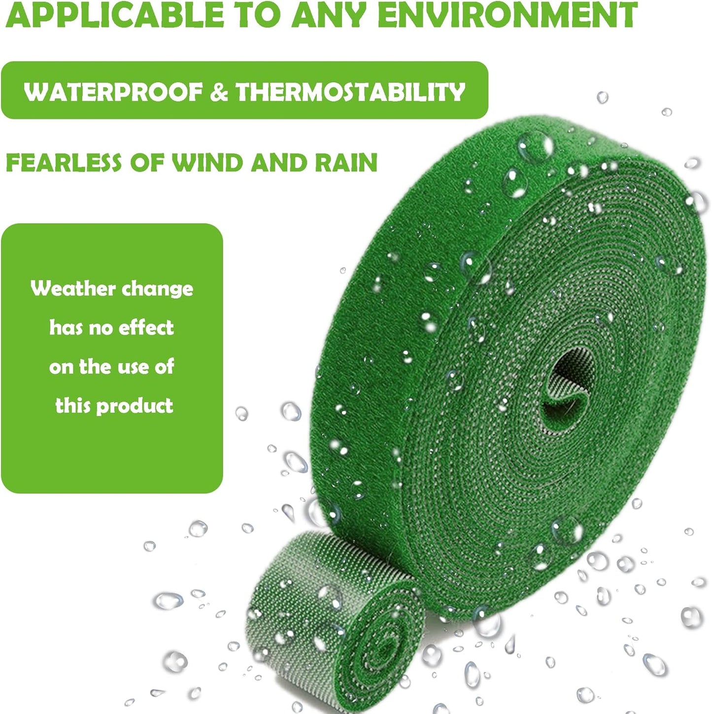 Green Garden Ties|Plant Ties for Climbing Plants 100 feet x1/2‘’in 3 Rolls|Plant Supports for Effective Growing Strong |Green-Recycled Plastic Garden Twine & Twist Ties for Tomato Stakes