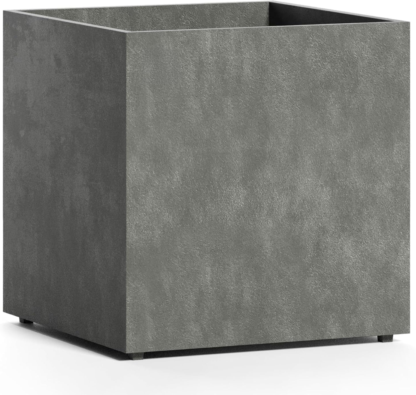 Reglito Cube Planter – Fiberglass Indoor/Outdoor and Weather-Resistant Large Planter (Grey Stone, 23.6" L x 23.6" W x 24.2" H)